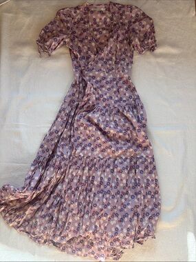 Christy Dawn Lavender Pink Floral Wrap Maxi Dress